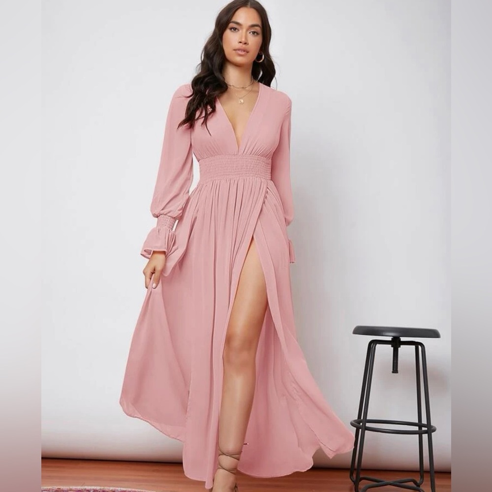 SHEIN Flounce Sleeve Shirred Waist Wrap Hem Dress brand new never worn XL